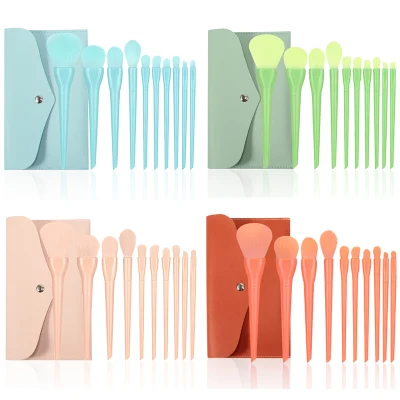 New Design Girly Brush Pink Orange Green 10PCS Blue Makeup Brush Set
