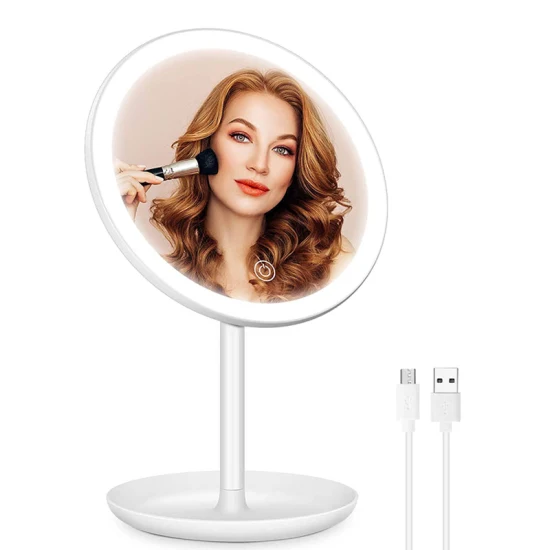 8 Inch Double Sided Table LED Lighted Makeup Gifts Cosmetic Mirror with Rechargeable Battery